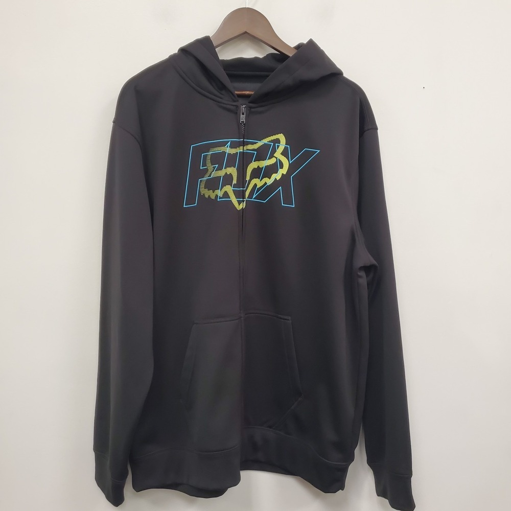 Fox Racing Mens Graphic Full Zip Hoodie Size XL Black Motocross Racing Dirtbike